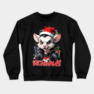 Crazy trashmas, opossum, Christmas Crewneck Sweatshirt